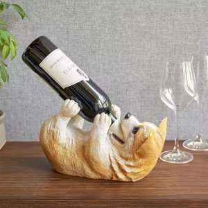 True Linte Corgi Polyresin Botella De Vino Juego De 1